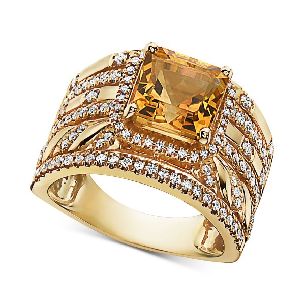 Citrine (2-3/4 ct. ) & Diamond (1/2 ct. ) Multirow Statement Ring in 14k Gold