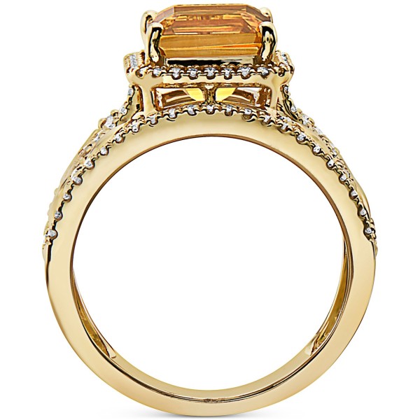 Citrine (2-3/4 ct. ) & Diamond (1/2 ct. ) Multirow Statement Ring in 14k Gold