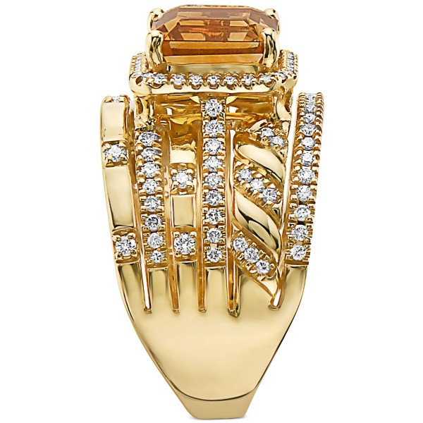 Citrine (2-3/4 ct. ) & Diamond (1/2 ct. ) Multirow Statement Ring in 14k Gold