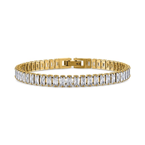 18k Gold Plated Baguette Cubic Zirconia Flex Bracelet