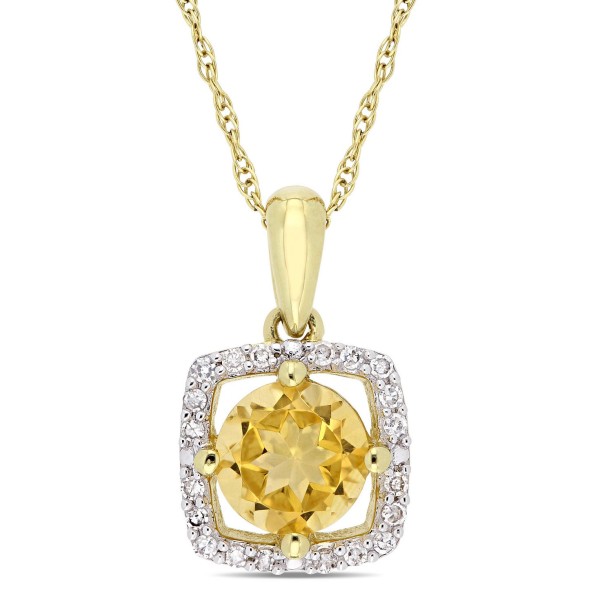 Citrine (3/4 ct. ) and Diamond (1/10 ct. ) Square ...