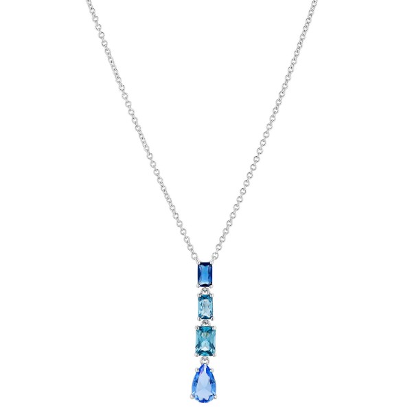 Silver-Tone Mixed Stone Lariat Necklace  16