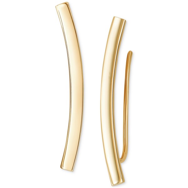 Polished Curved Bar Ear Climber in 10k Gold