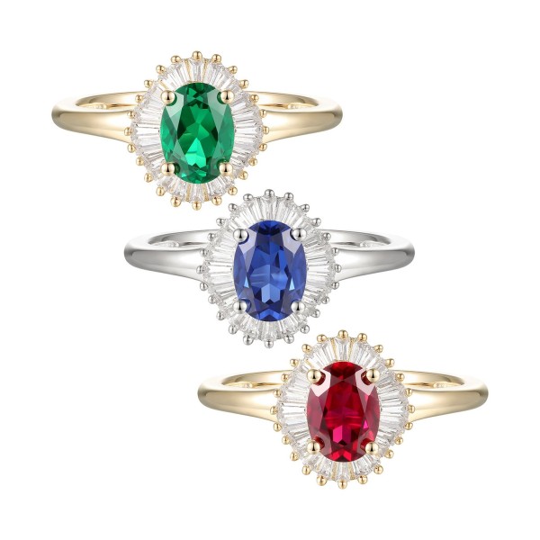 Sapphire (1 ct. ) & Diamond (1/4 ct. ) Ring in 14k White Gold (Also Available in Emerald  Tanzanite & Ruby)