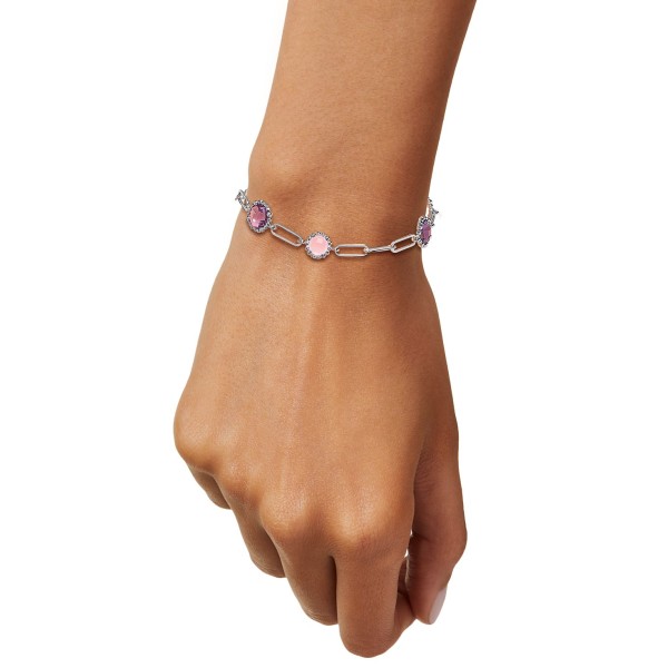 Amethyst (3 ct. ) & Rose Quartz (2-1/4 ct. ) Paperclip Link Bracelet in Sterling Silver