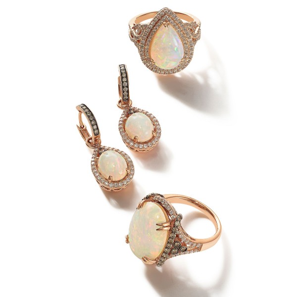 Chocolatier® Neopolitan Opal™ (2-3/8 ct. ) and Diamond (5/8 ct. ) Drop Earrings in 14K Rose Gold