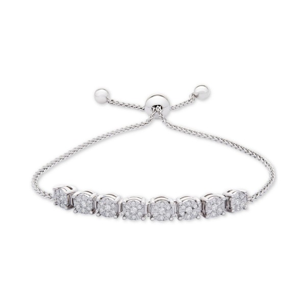 Diamond Cluster Bolo Bracelet (1/5 ct. ) in Sterli...