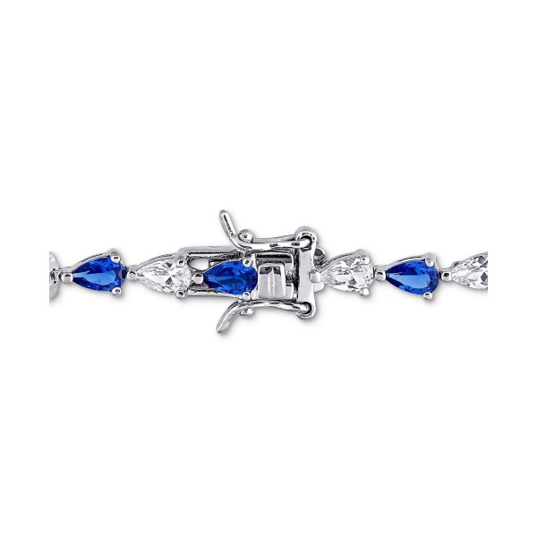 Lab-Created Blue Sapphire (5-1/4 ct. ) & Lab-Created White Sapphire (5-1/4 ct. ) Link Bracelet in Sterling Silver