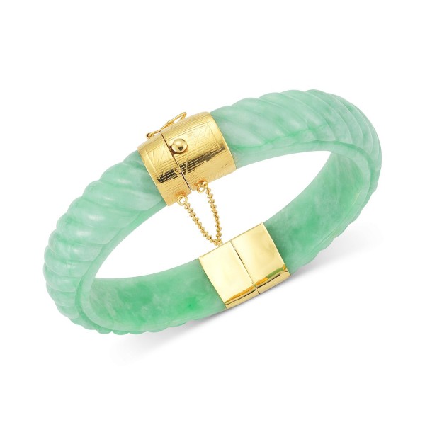 Dyed Jade Bangle Bracelet in 14k Gold over Sterlin...