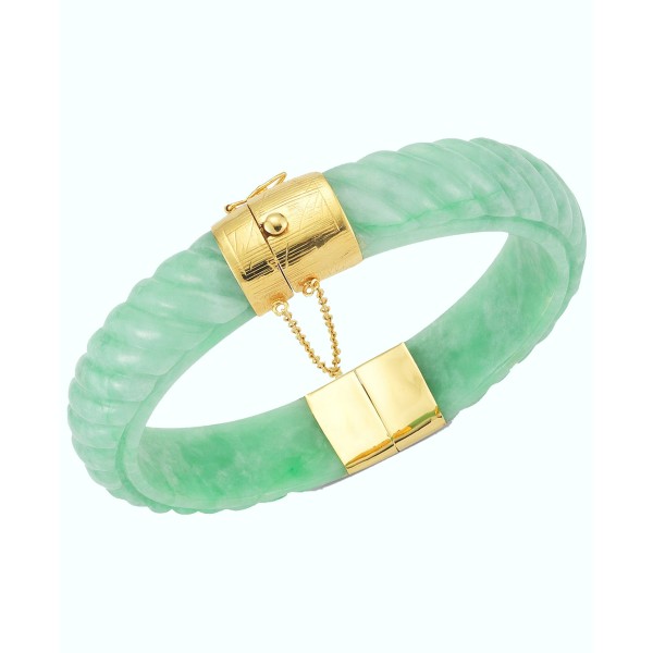 Dyed Jade Bangle Bracelet in 14k Gold over Sterlin...