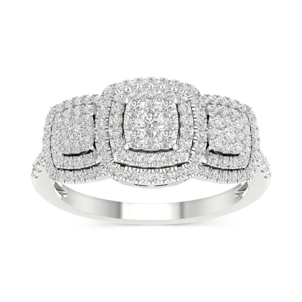 Diamond Triple Halo Cluster Ring (1/2 ct. ) in 10k...