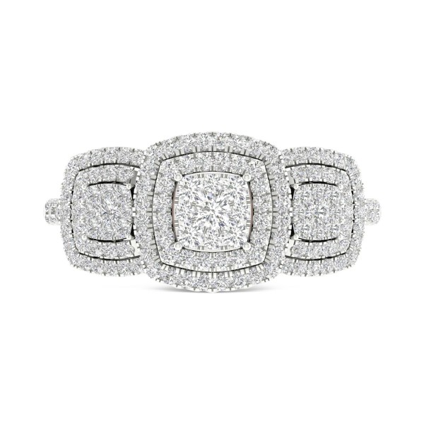 Diamond Triple Halo Cluster Ring (1/2 ct. ) in 10k White Gold