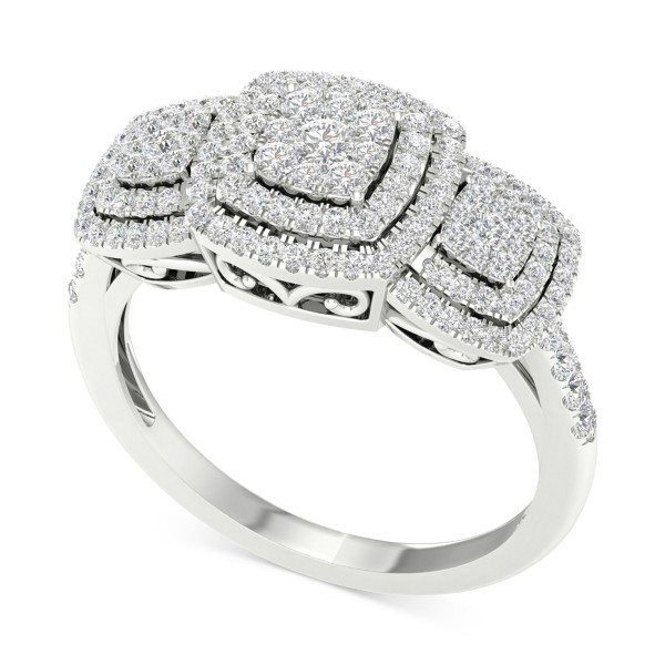 Diamond Triple Halo Cluster Ring (1/2 ct. ) in 10k White Gold