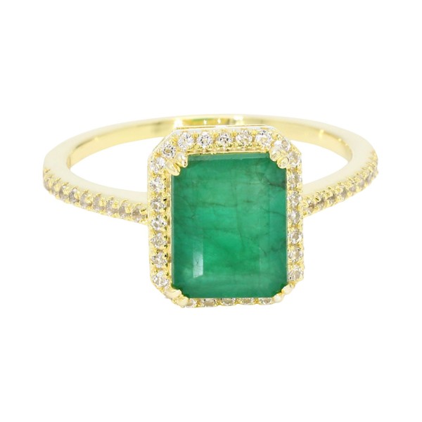 Emerald (2-3/4 ct. ) & White  (1/4 ct. ) Halo Ring...