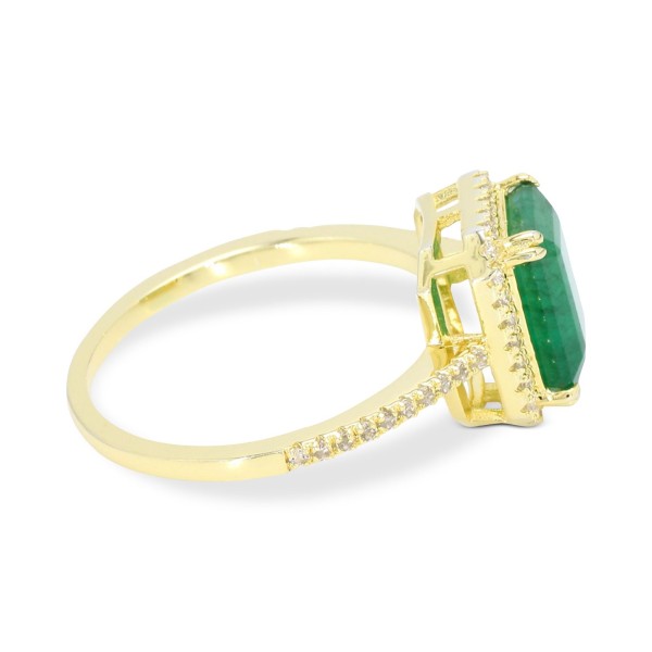 Emerald (2-3/4 ct. ) & White  (1/4 ct. ) Halo Ring in 14k Gold (Also available in )