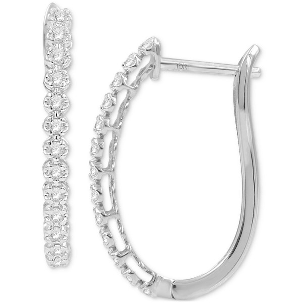 Diamond Oval Hoop Earrings (1/4 ct. ) in 10k Gold