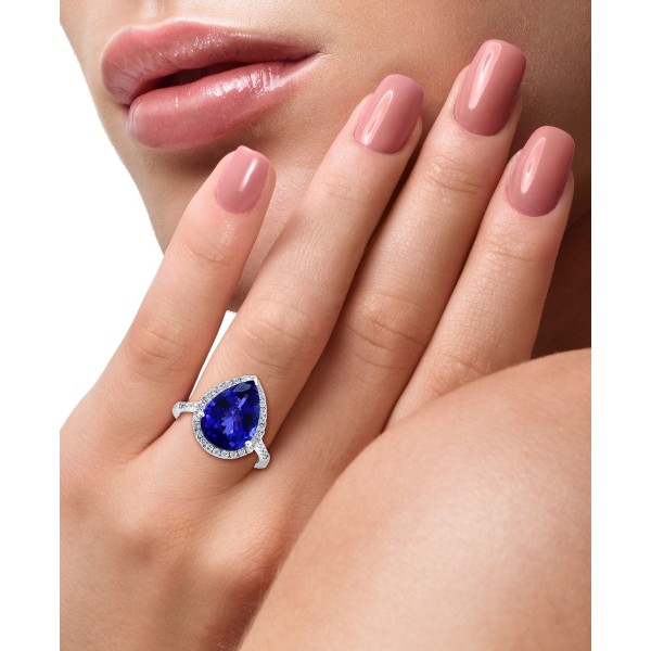 Tanzanite (6 ct. ) & Diamond (3/8 ct. ) Halo R...