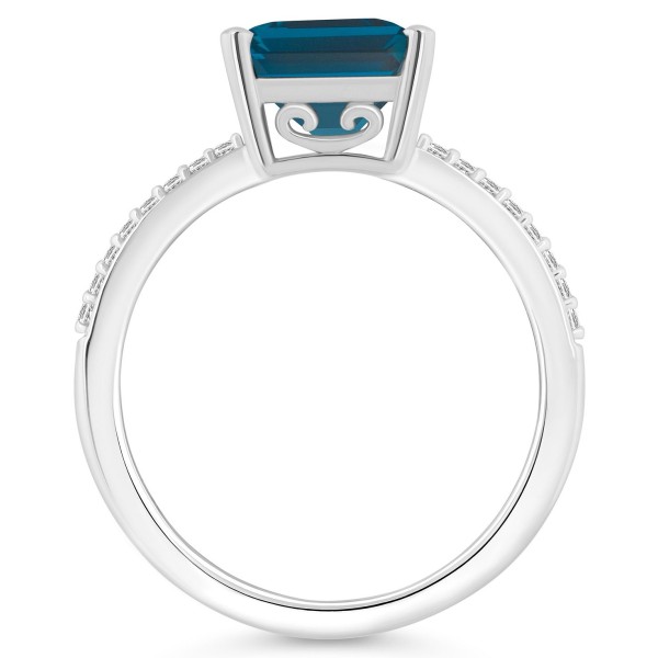 Women's London Blue Topaz (4-1/4 ct.t.w.) and Diamond (1/10 ct.t.w.) Ring in Sterling Silver