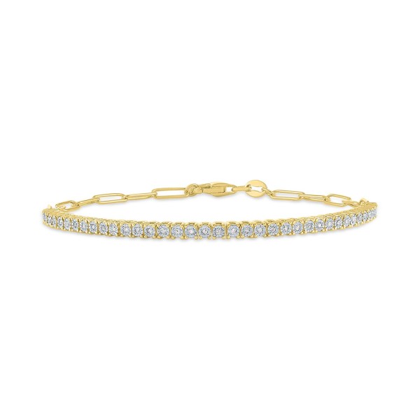 2-Pc. Diamond & Paperclip Link Bracelets (1/4 ct. ) in 14k Gold-Plated Sterling Silver