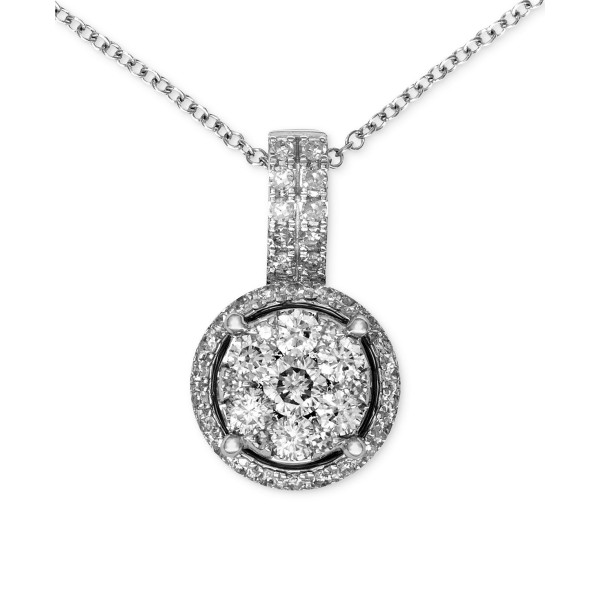 Diamond Circle Cluster Pendant (3/8 ct. ) in 14k W...