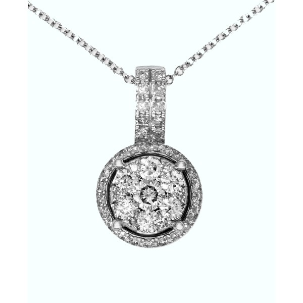 Diamond Circle Cluster Pendant (3/8 ct. ) in 14k W...