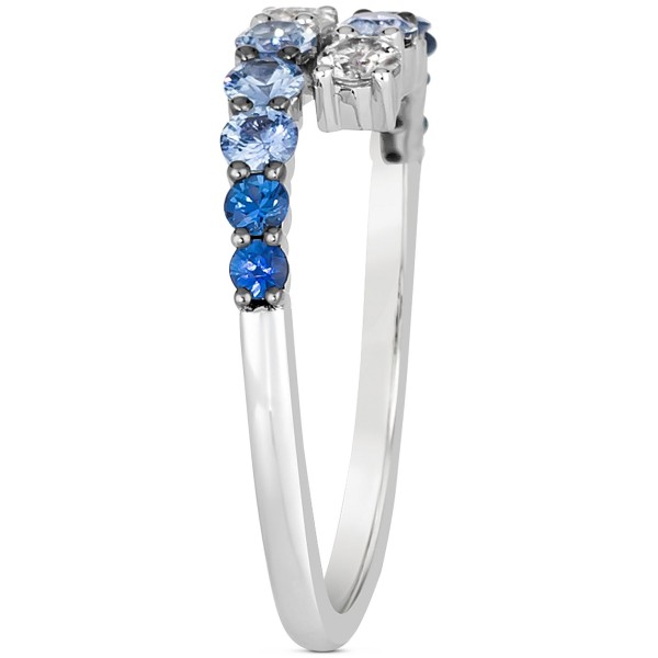 Denim Ombré (5/8 ct. ) & White Sapphire (1/5 ct. ) Bypass Statement Ring in 14k White Gold