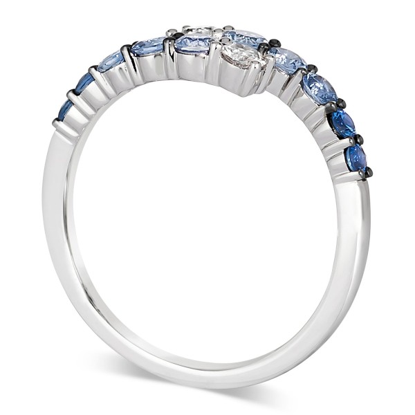 Denim Ombré (5/8 ct. ) & White Sapphire (1/5 ct. ) Bypass Statement Ring in 14k White Gold