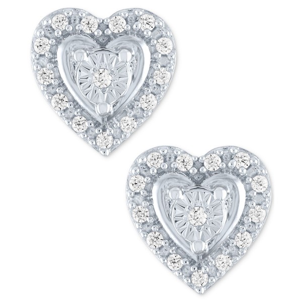 Diamond Heart Earrings (1/10 ct. ) in Sterling Silver or Sterling Silver & 14k Rose Gold-Plate