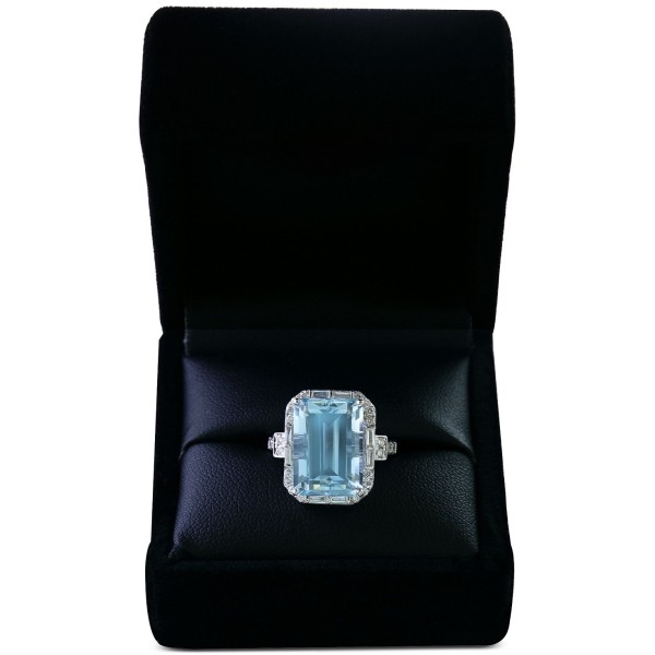 Aquamarine (6-7/8 ct. ) & Diamond (1/2 ct. ) Ring in 14k White Gold