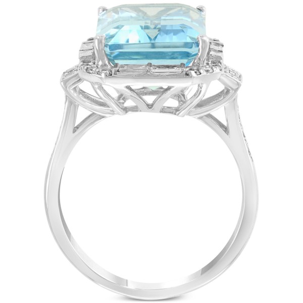 Aquamarine (6-7/8 ct. ) & Diamond (1/2 ct. ) Ring in 14k White Gold