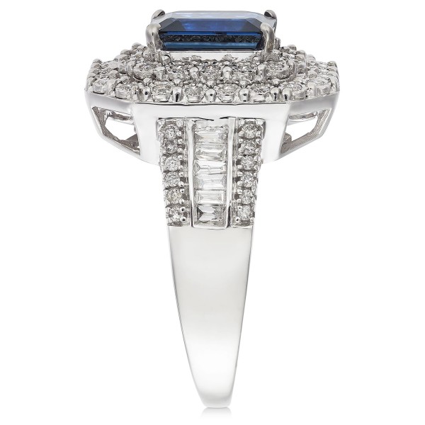 Sapphire (1-1/2 ct. t.w) and Diamond (1/2 ct. t.w) Ring in 14K White Gold (Also Available In Tanzanite)