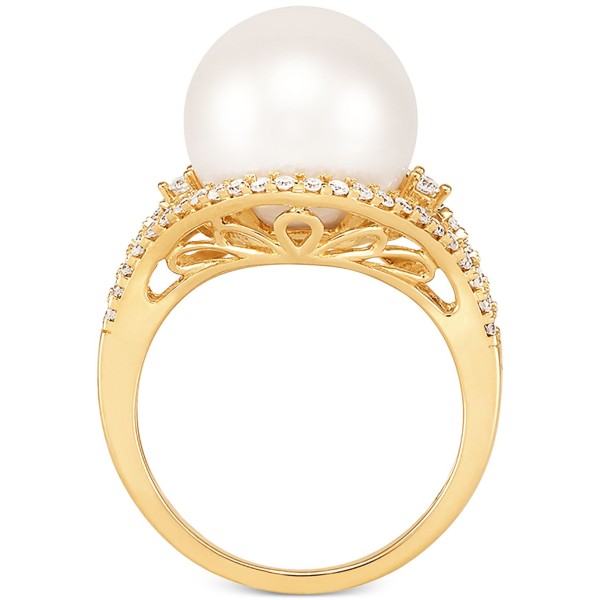 Cultured White Ming Pearl (12mm) & Diamond (1/3 ct. ) Ring in 14k Gold