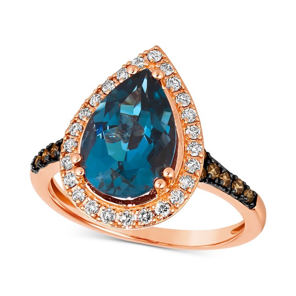 Deep Sea Blue Topaz (3 ct. ) & Diamond (3/8 ct. ) ...