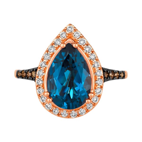 Deep Sea Blue Topaz (3 ct. ) & Diamond (3/8 ct. ) ...