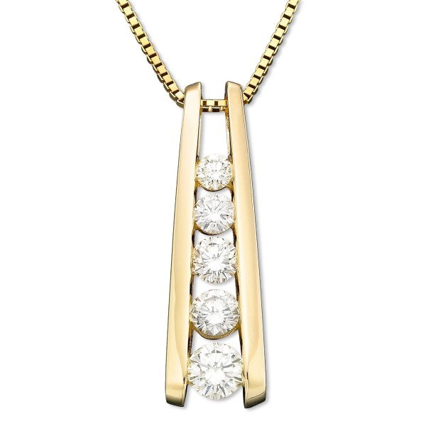 Five-Stone Diamond Journey Pendant Necklace in 14k...