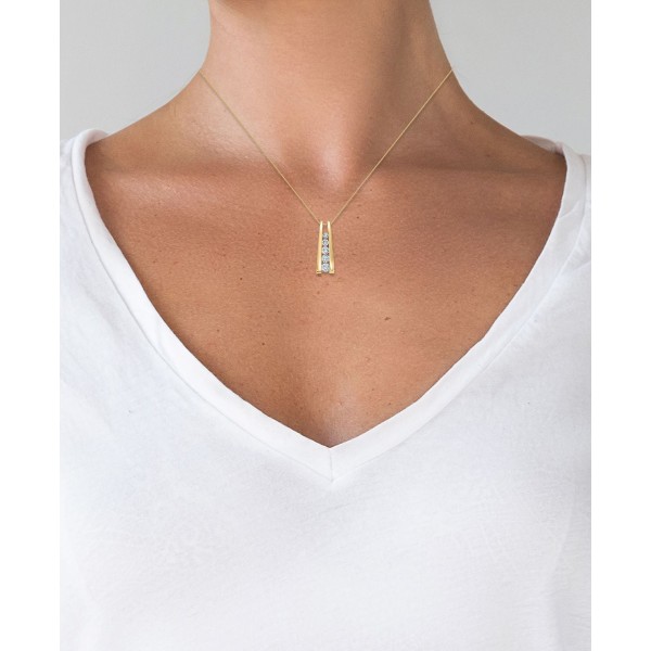 Five-Stone Diamond Journey Pendant Necklace in 14k...