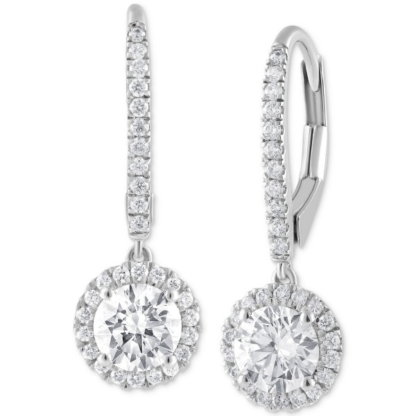 Lab Grown Diamond Halo Drop Earrings (1-1/4 ct. ) ...