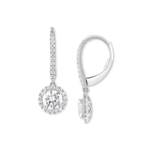 Lab Grown Diamond Halo Drop Earrings (1-1/4 ct. ) in 14k White Gold