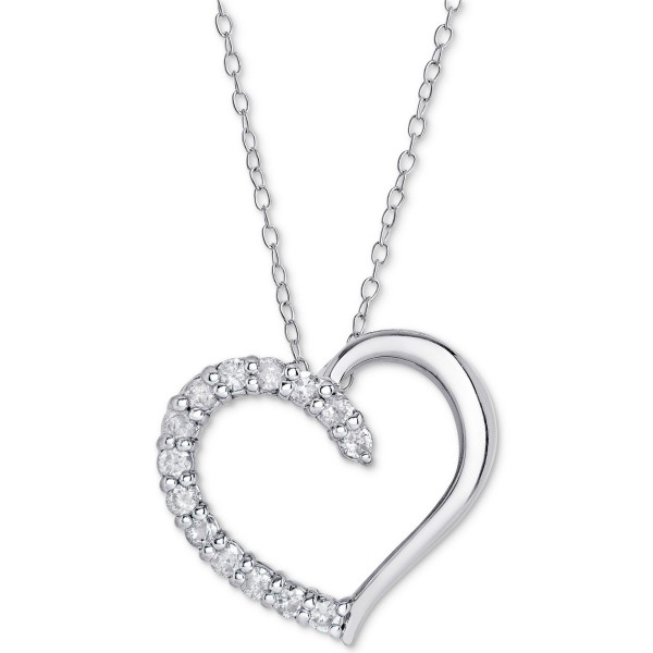 Diamond Heart Pendant Necklace (1/2 ct. ) in Sterl...