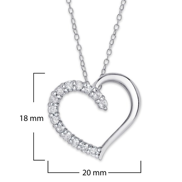 Diamond Heart Pendant Necklace (1/2 ct. ) in Sterling Silver  16 inches + 2 inch extender