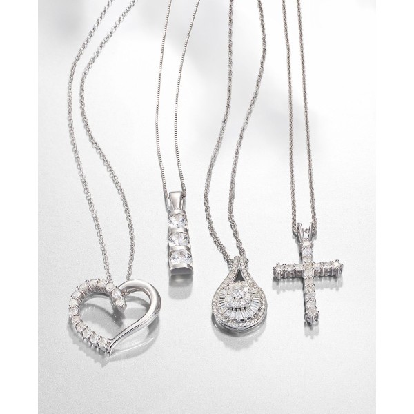 Diamond Heart Pendant Necklace (1/2 ct. ) in Sterling Silver  16 inches + 2 inch extender