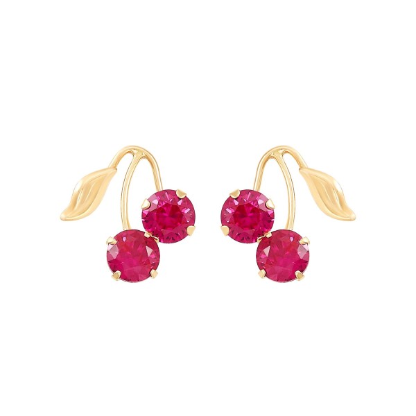 Created Ruby (1-1/3 ct. ) Button Cherry Leaf Earri...