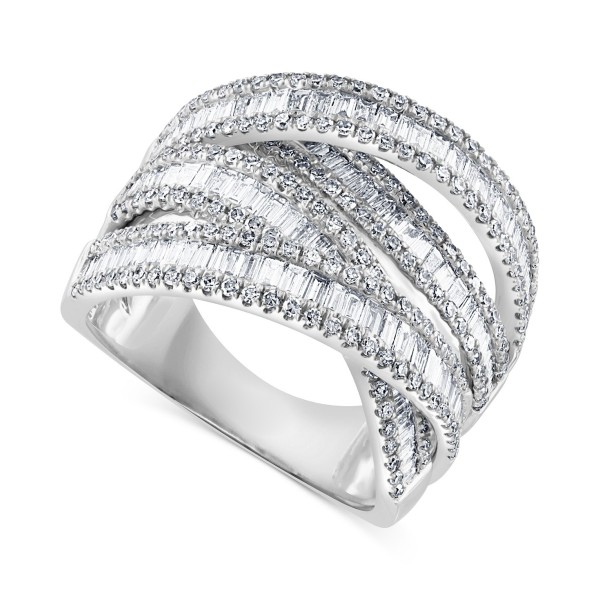 Diamond Baguette Crossover Statement Ring (1-5/8 c...