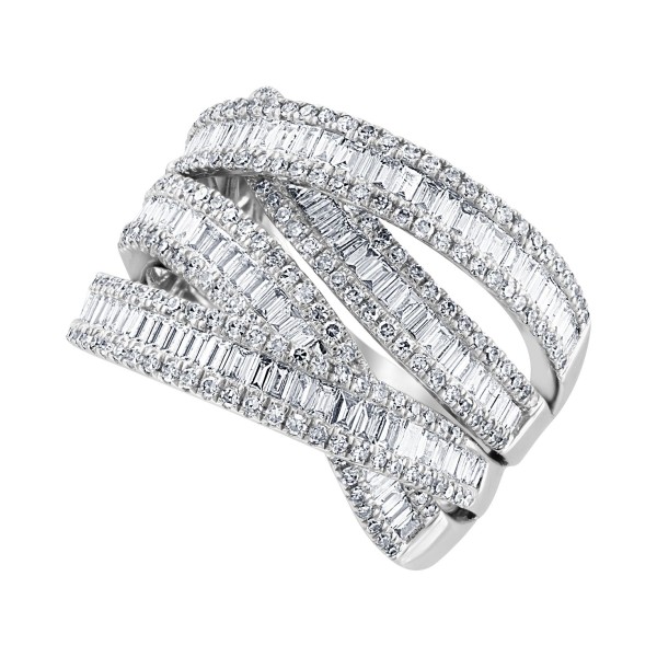 Diamond Baguette Crossover Statement Ring (1-5/8 ct. ) in 14k White Gold