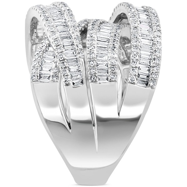 Diamond Baguette Crossover Statement Ring (1-5/8 ct. ) in 14k White Gold