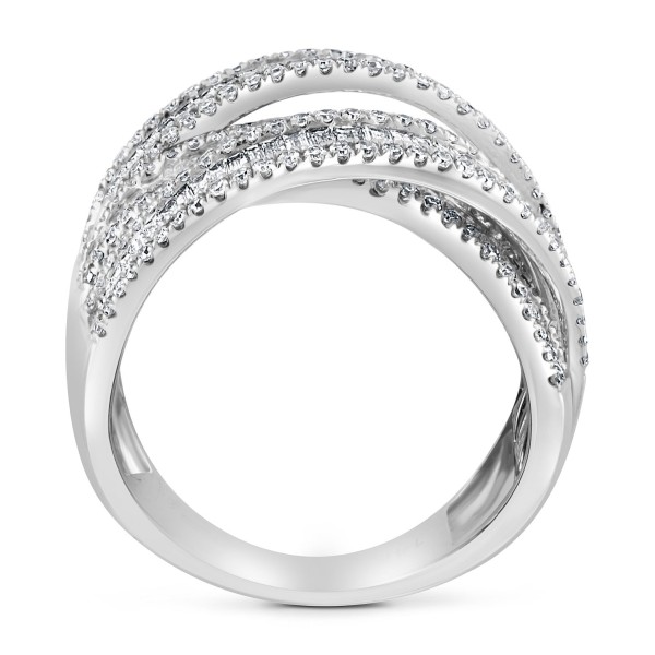 Diamond Baguette Crossover Statement Ring (1-5/8 ct. ) in 14k White Gold