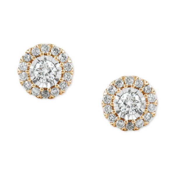 Diamond Halo Stud Earrings (1/4 ct. ) in 10k Gold