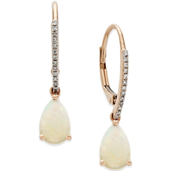 Semi-Precious Lever Back Earrings in 14k White  Yellow or Rose Gold