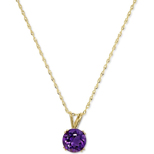 Gemstone Solitaire Pendant Necklace in 14k Gold  1...