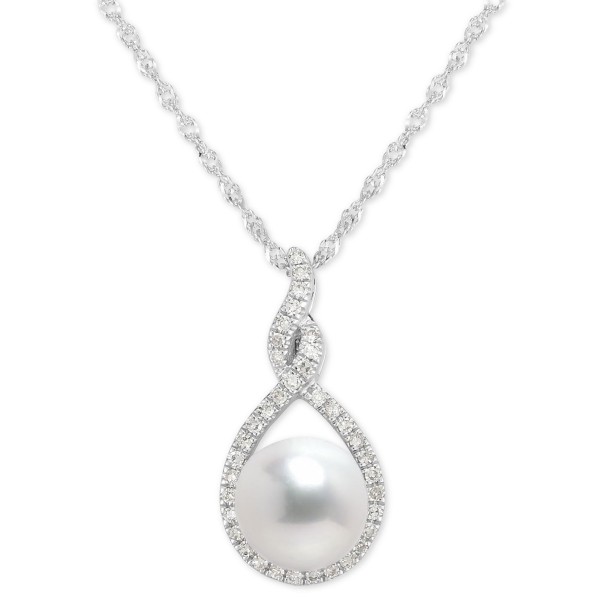 Cultured Freshwater Pearl (7mm) & Diamond (1/10 ct...